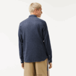 Lacoste חולצת צ'מברי מכותנה בגזרה דקיקה DZ4D0D1519 שחור/לבן אה גברים - Image 3