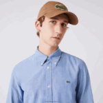 Lacoste חולצת צ'מברי מכותנה בגזרה דקיקה DZ4D0D1572 כחול uex גברים