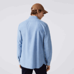 Lacoste חולצת צ'מברי מכותנה בגזרה דקיקה DZ4D0D1572 כחול uex גברים - Image 3