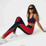 Lacoste חותלות באפקט סריג בצבע בלוק ספורט DZ4D0D2532 כחול כהה אדום 4xh נשים