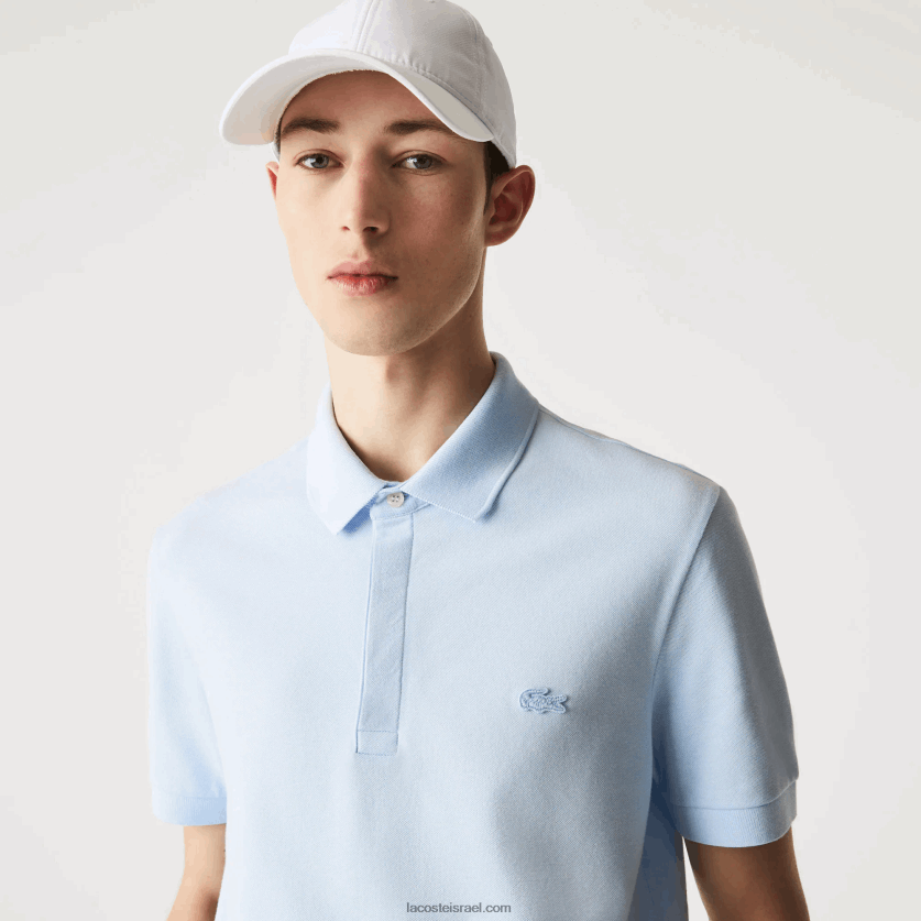 lacoste_d797d79bd79d_d7a4d7a8d799d796_d79ed7aad799d797d794_d79bd795d7aad7a0d794_d7a4d799d7a7d794_d7a4d795d79cd795_dz4d0d632_d79b.png Lacoste חכם פריז מתיחה כותנה פיקה פולו DZ4D0D632 כחול בהיר t01 גברים - Image 1