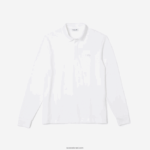 Lacoste חכם פריז שרוולים ארוכים מתיחה כותנה פיקה פולו DZ4D0D666 לבן 001 גברים - Image 5