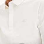 Lacoste חכם פריז שרוולים ארוכים מתיחה כותנה פיקה פולו DZ4D0D666 לבן 001 גברים - Image 6
