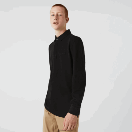 Lacoste חכם פריז שרוולים ארוכים מתיחה כותנה פיקה פולו DZ4D0D667 שחור 031 גברים