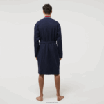 Lacoste חלוק פיקה מכותנה להקת טריקולור DZ4D0D1571 כחול כהה 166 גברים - Image 3
