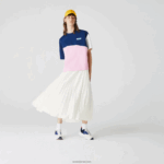 Lacoste חצאית קפלים אלסטית ממותגת DZ4D0D2603 לבן 70V נשים