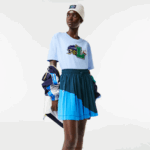 Lacoste חצאית קפלים ניילון בצבע בלוק DZ4D0D2595 כחול לוה נשים
