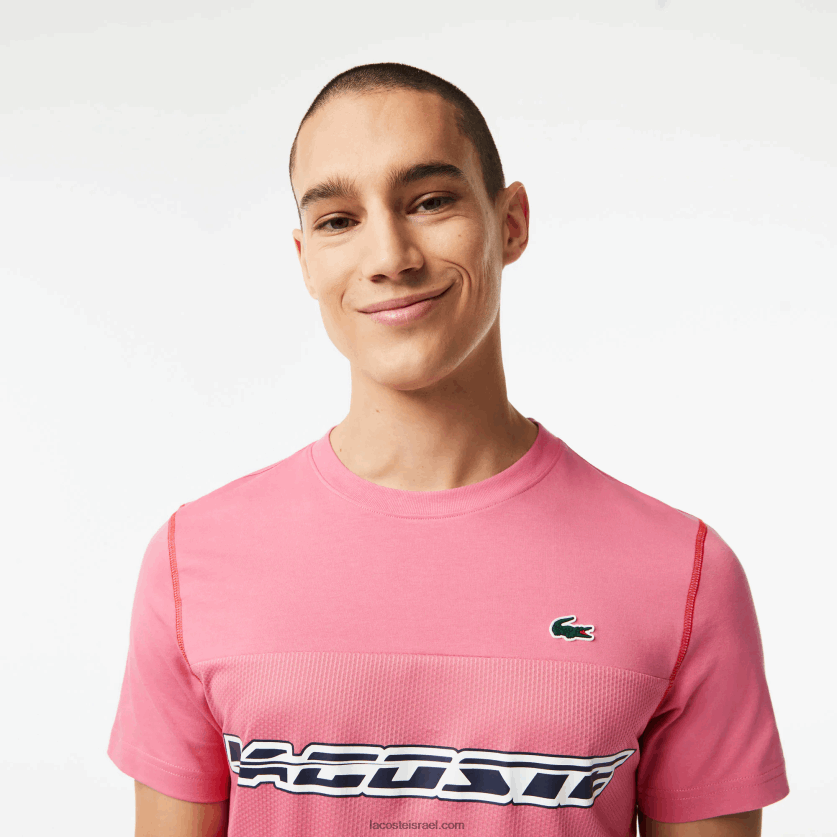 Lacoste טניס x daniil medvedev חולצת טריקו DZ4D0D24 ורוד אדום כחול c1y גברים - Image 2
