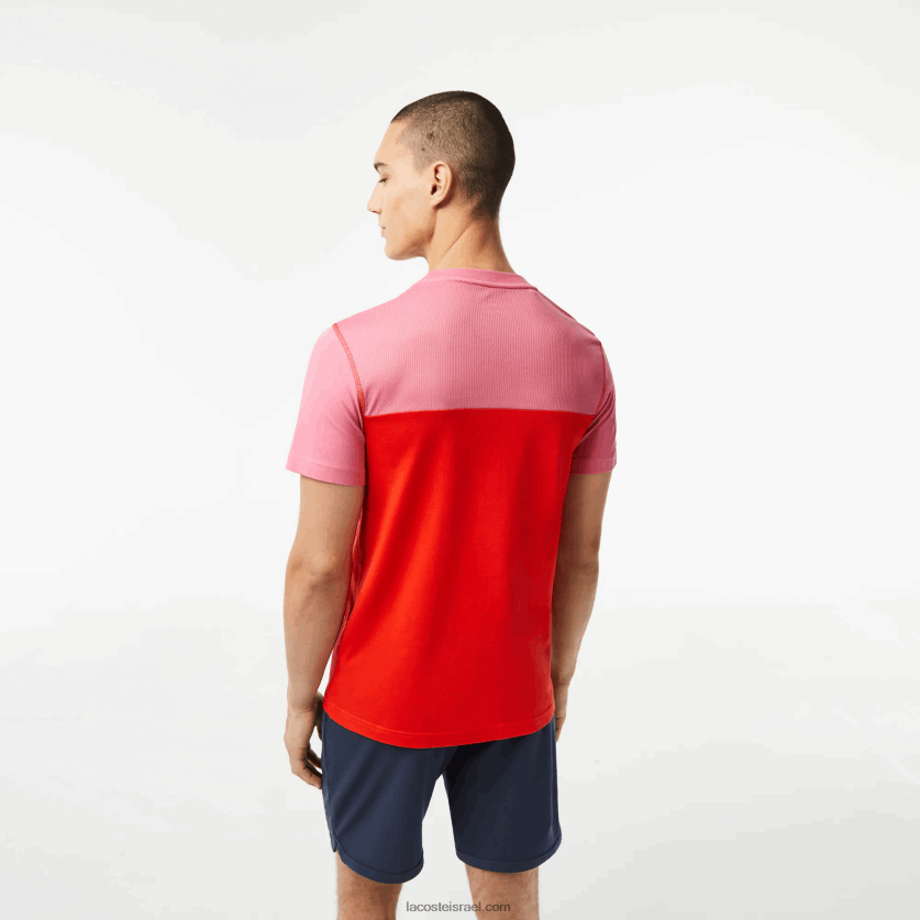 Lacoste טניס x daniil medvedev חולצת טריקו DZ4D0D24 ורוד אדום כחול c1y גברים - Image 3