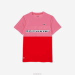Lacoste טניס x daniil medvedev חולצת טריקו DZ4D0D24 ורוד אדום כחול c1y גברים - Image 4