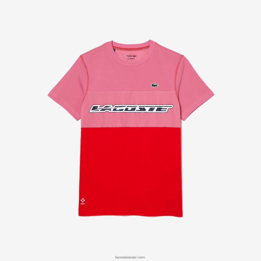 Lacoste טניס x daniil medvedev חולצת טריקו DZ4D0D24 ורוד אדום כחול c1y גברים - Image 4