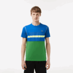 Lacoste טניס x daniil medvedev חולצת טריקו DZ4D0D25 כחול ירוק לבן צהוב buc גברים