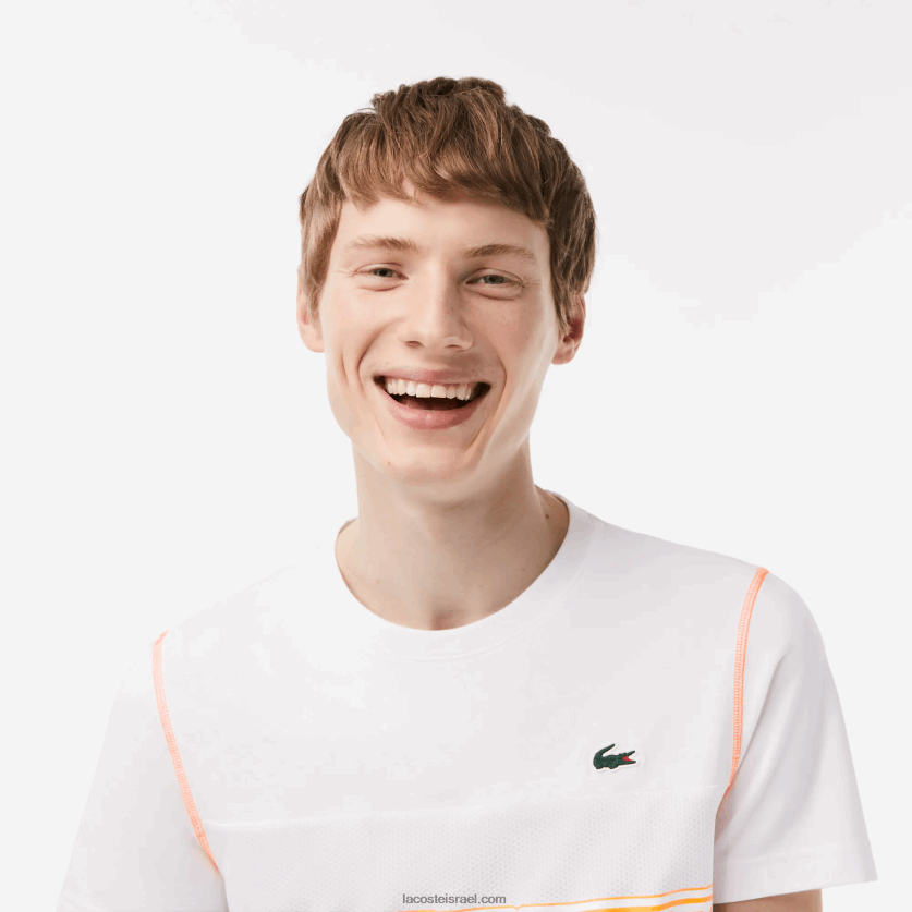 Lacoste טניס x daniil medvedev חולצת טריקו DZ4D0D26 לבן כחול כתום wyi גברים - Image 2