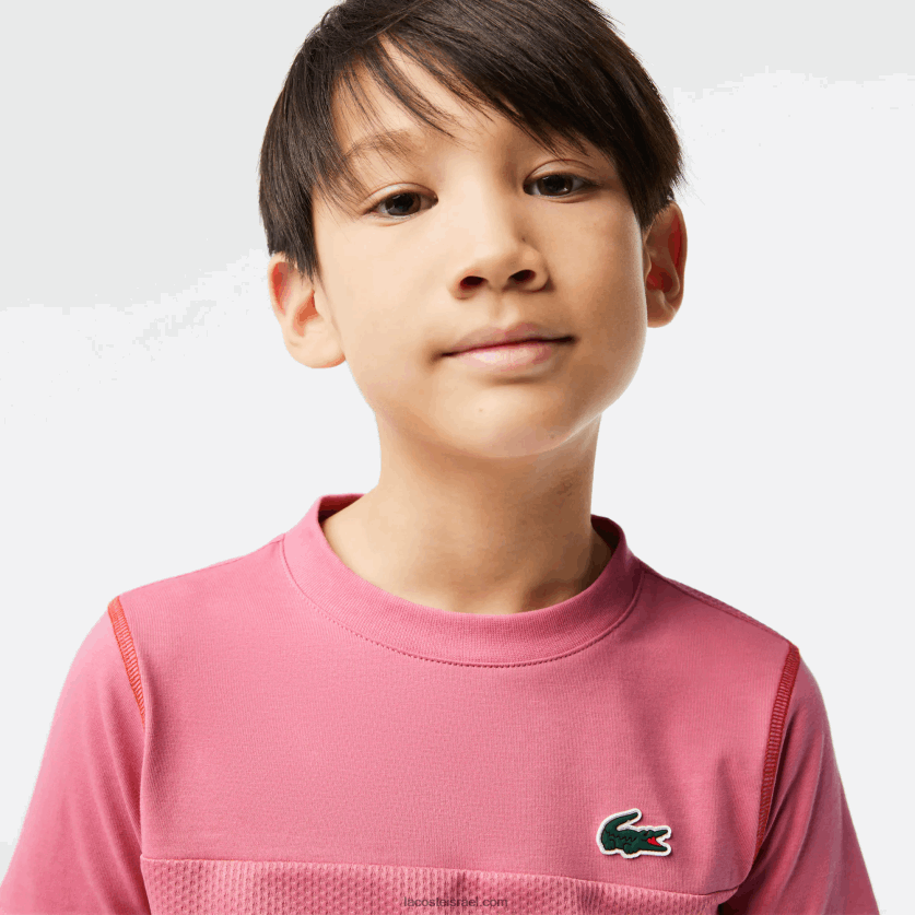 Lacoste טניס x daniil medvedev חולצת טריקו DZ4D0D3004 ורוד אדום כחול c1y בנים - Image 2