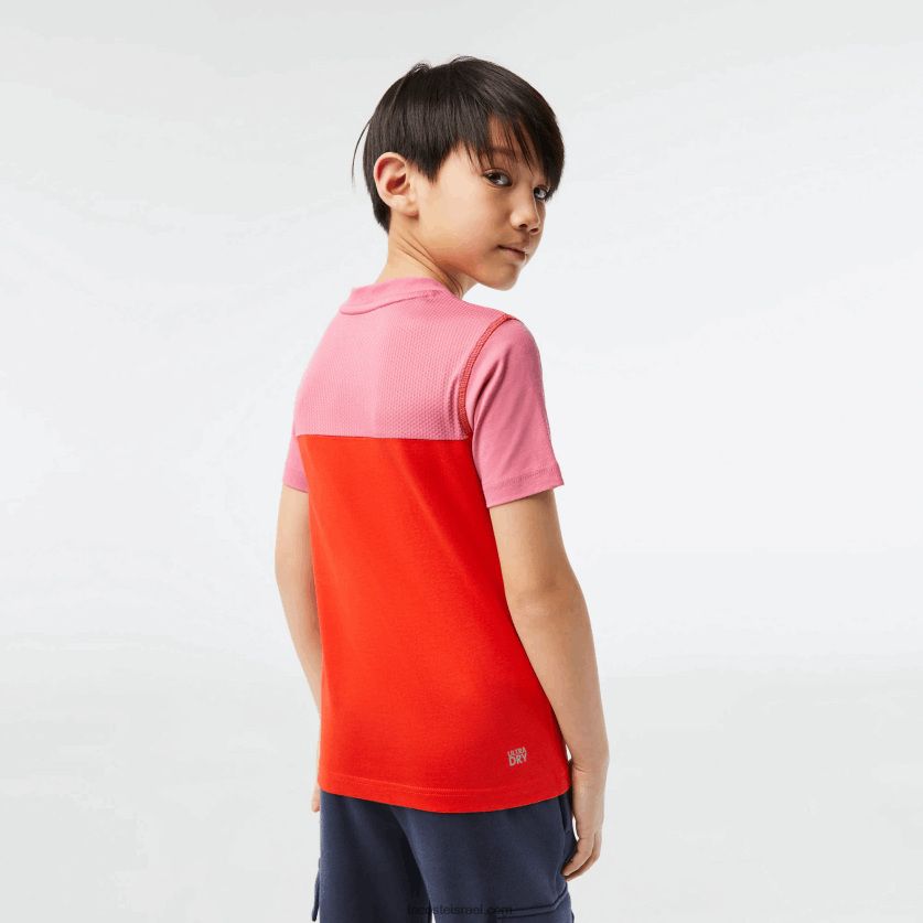 Lacoste טניס x daniil medvedev חולצת טריקו DZ4D0D3004 ורוד אדום כחול c1y בנים - Image 3
