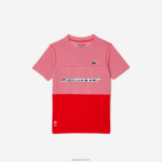 Lacoste טניס x daniil medvedev חולצת טריקו DZ4D0D3004 ורוד אדום כחול c1y בנים - Image 4