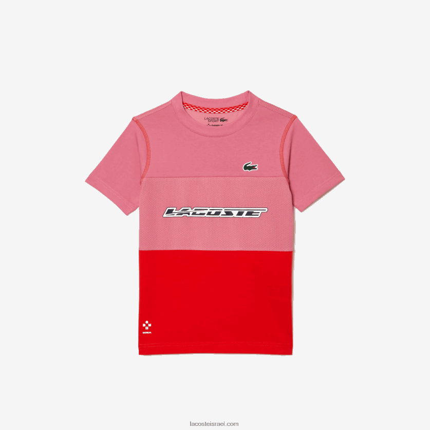 Lacoste טניס x daniil medvedev חולצת טריקו DZ4D0D3004 ורוד אדום כחול c1y בנים - Image 4