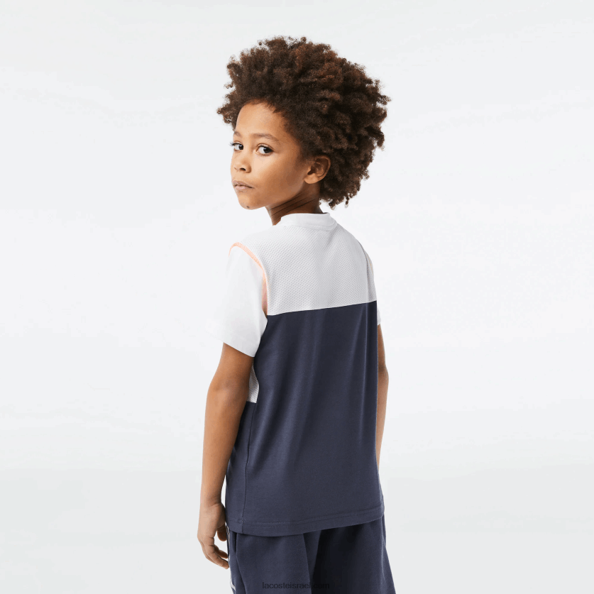 Lacoste טניס x daniil medvedev חולצת טריקו DZ4D0D3005 לבן כחול כתום wyi בנים - Image 3