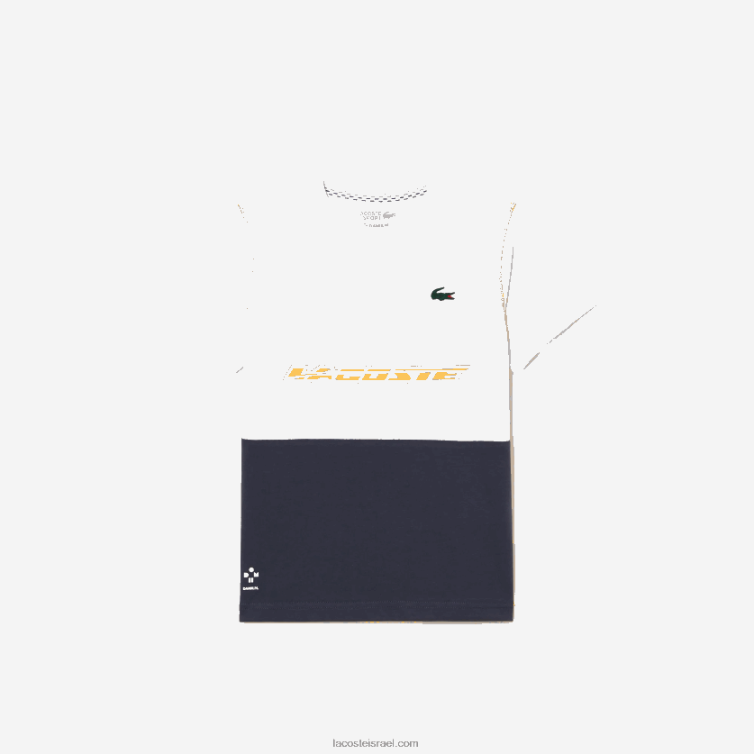 Lacoste טניס x daniil medvedev חולצת טריקו DZ4D0D3005 לבן כחול כתום wyi בנים - Image 4