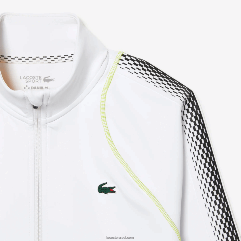 Lacoste טניס x daniil medvedev סווטשירט עם רוכסן DZ4D0D311 לבן צהוב wui גברים - Image 2