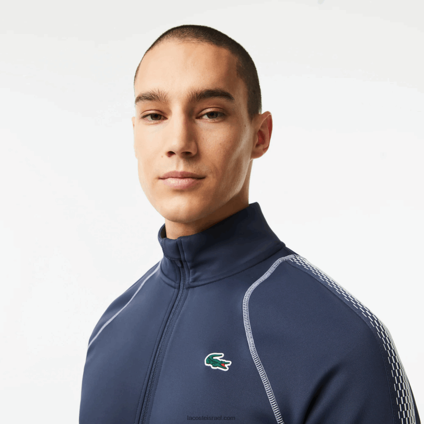 Lacoste טניס x daniil medvedev סווטשירט עם רוכסן DZ4D0D312 כחול לבן c9c גברים - Image 2