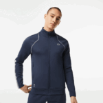 Lacoste טניס x daniil medvedev סווטשירט עם רוכסן DZ4D0D312 כחול לבן c9c גברים