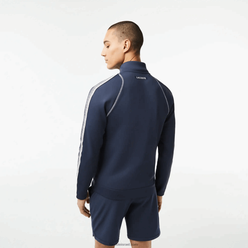 Lacoste טניס x daniil medvedev סווטשירט עם רוכסן DZ4D0D312 כחול לבן c9c גברים - Image 3