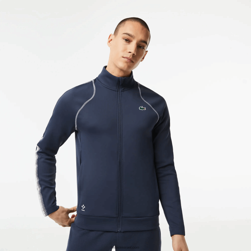 Lacoste טניס x daniil medvedev סווטשירט עם רוכסן DZ4D0D312 כחול לבן c9c גברים - Image 1