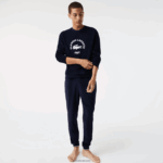 Lacoste טרקלין טרקלין בהתאמה רגילה DZ4D0D1268 כחול כהה לבן 525 גברים - Image 2
