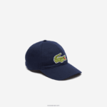 Lacoste כובע אריג מכותנה אורגנית מתכווננת DZ4D0D2141 כחול כהה 166 גברים