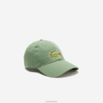 Lacoste כובע אריג מכותנה אורגנית מתכווננת DZ4D0D2178 ירוק חאקי kx5 גברים