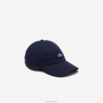 Lacoste כובע אריג מכותנה אורגנית DZ4D0D2245 כחול כהה 166 גברים