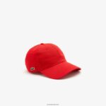 Lacoste כובע אריג מכותנה אורגנית DZ4D0D2325 אדום 240 גברים