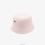 Lacoste כובע דלי כותנה אורגנית DZ4D0D2158 ורוד בהיר t03 גברים