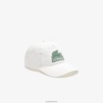 Lacoste כובע ממותג של תיקון תנין DZ4D0D2146 לבן 70V גברים
