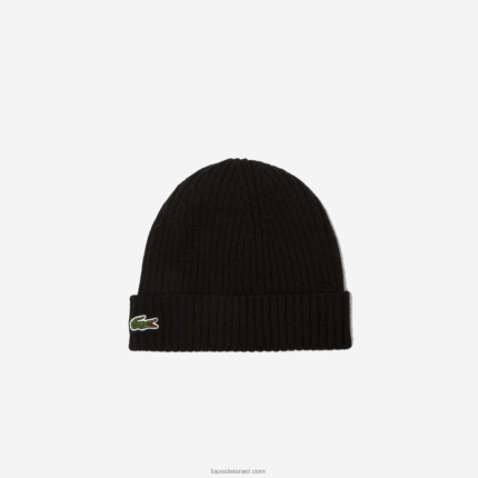 Lacoste כיפה מצמר מצולע DZ4D0D2227 שחור 031 גברים