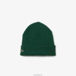 Lacoste כיפה מצמר מצולע DZ4D0D2229 ירוק 132 גברים