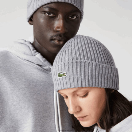 Lacoste כיפה מצמר מצולע DZ4D0D2242 אפור chine yrd גברים