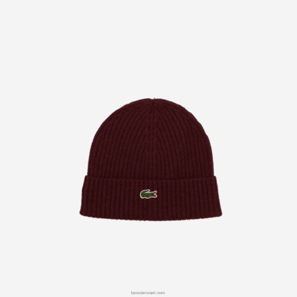 Lacoste כיפה מצמר מצולע DZ4D0D2271 בורדו sxl גברים