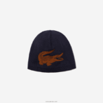 Lacoste כיפה מצמר תנין אקארד DZ4D0D2309 כחול כהה חום 1dy גברים