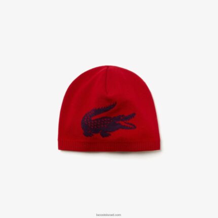 Lacoste כיפה מצמר תנין אקארד DZ4D0D2310 בורדו 1ek גברים