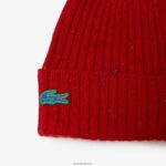 Lacoste כפת צמר מנומר DZ4D0D2305 אדום 7cq גברים - Image 2