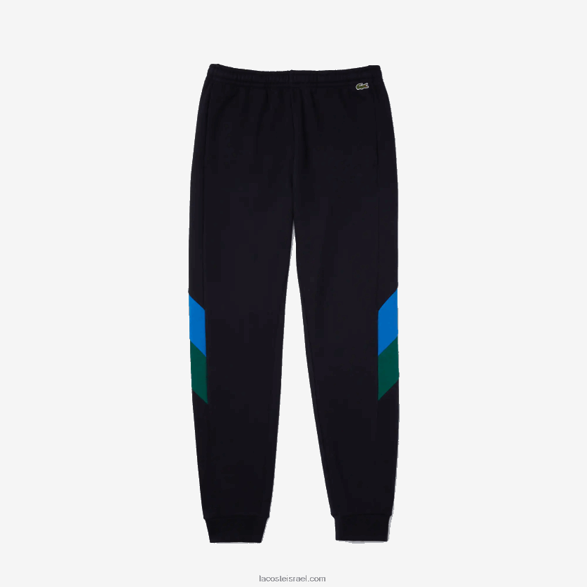 Lacoste להקות colorblock מכנסיים ג'וגינג מכותנה DZ4D0D1090 כחול כהה ירוק 1fd גברים - Image 1