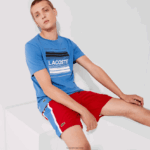 Lacoste לוחות ספורט קולורבלוק מכנסיים קצרים קלים DZ4D0D1366 אדום כחול לבן cmj גברים - Image 2
