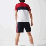 Lacoste לוחות ספורט קולורבלוק מכנסיים קצרים קלים DZ4D0D1367 כחול כהה אדום לבן mwp גברים - Image 3