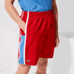 Lacoste לוחות ספורט קולורבלוק מכנסיים קצרים קלים DZ4D0D1366 אדום כחול לבן cmj גברים - Image 4