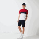 Lacoste לוחות ספורט קולורבלוק מכנסיים קצרים קלים DZ4D0D1367 כחול כהה אדום לבן mwp גברים - Image 4