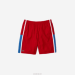 Lacoste לוחות ספורט קולורבלוק מכנסיים קצרים קלים DZ4D0D1366 אדום כחול לבן cmj גברים - Image 5