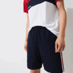 Lacoste לוחות ספורט קולורבלוק מכנסיים קצרים קלים DZ4D0D1367 כחול כהה אדום לבן mwp גברים - Image 6