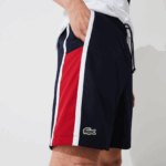 Lacoste לוחות ספורט קולורבלוק מכנסיים קצרים קלים DZ4D0D1367 כחול כהה אדום לבן mwp גברים - Image 7